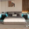 Nightstand with LED Light, Set of 2 Night Stand with Drawers, Black Bedside Table, Modern End Side Table for Bedroom 5