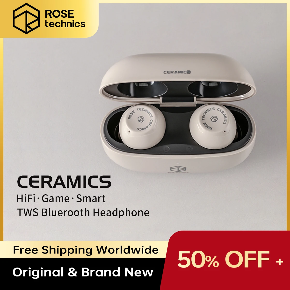 Rose Technics Ceramics Hifi Tws Auricolari Bluetooth True Wireless Auricolare Touch Control Auricolari In-Ear