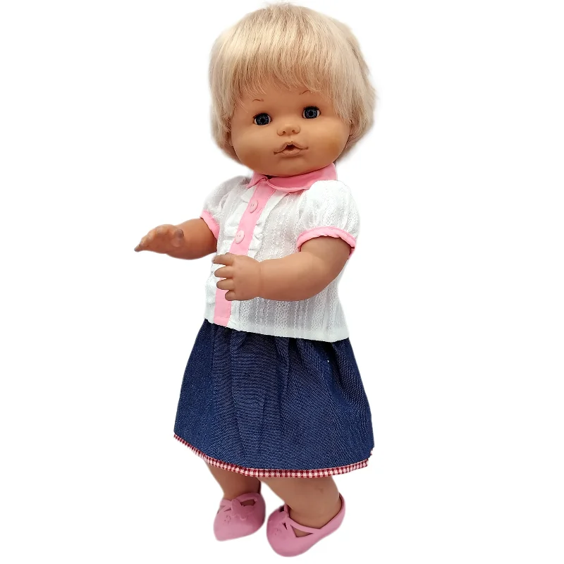 Für 40 cm große Nenuco-Puppenkleidung, 17 Zoll Babypuppenkleidung, blaues Blumenkleid, Spielzeugkleidung – Detail 26