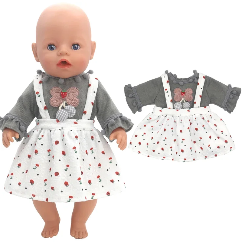 43cm Born New Baby Doll Clothes Pink Kitty Unicorn Pony Pajama Set 18 Inch Doll Clothes Baby Girl Birthday Gift 3