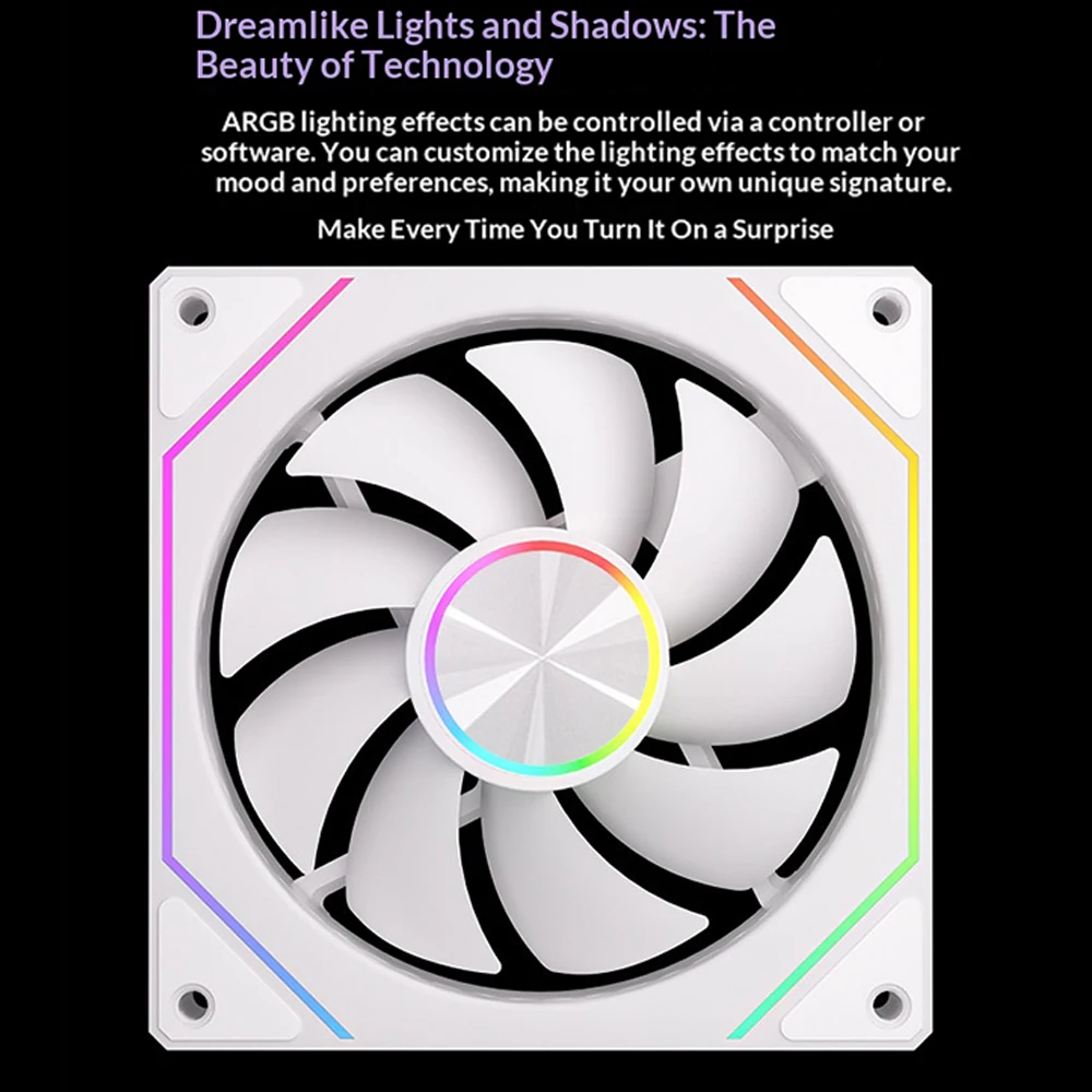 Premium ARGB 12cm PWM Quiet Cooling Fan - High Airflow, Low Noise