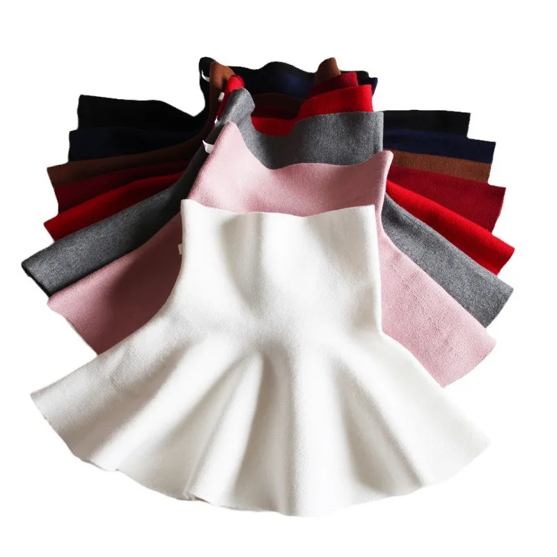 Children's Skirts Autumn/Winter Girls' Skirts Children's Knitted Pleated Short High Waist Pleated Solid Color