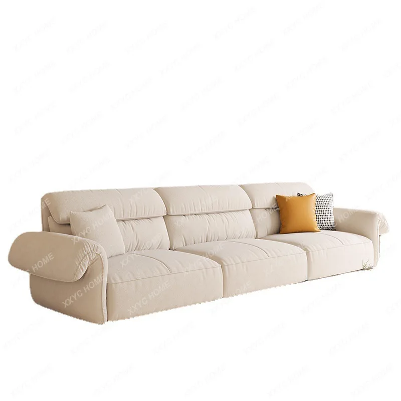 

Диван из французской ткани в нордическом простом стиле, диван кремового цвета с высокой спинкой для гостиной в маленькой квартире, для трех человек