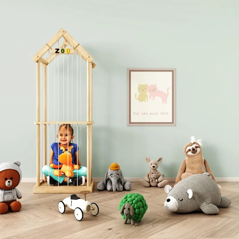 Animal Storage Stuffed Animal Zoo Wood Soft Toy Organizer Plush Toy Holder Nursery Room Organizer Zoo Cage Stuffed Animal Holder 6