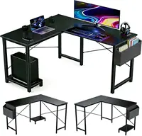 50 Inch L Shaped Reversible Corner Desk with CPU Stand & Storage Bag, Sturdy Metal Frame for Home Office Gaming