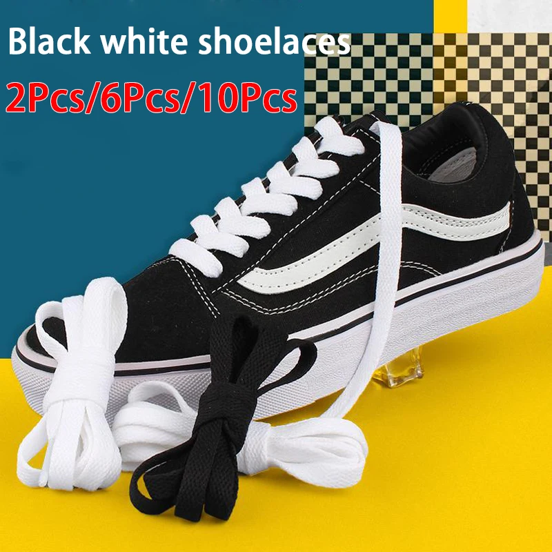 Classic Two-Tone Flat Shoelaces - Durable 8mm Wide - Available in Multiple Pack Sizes