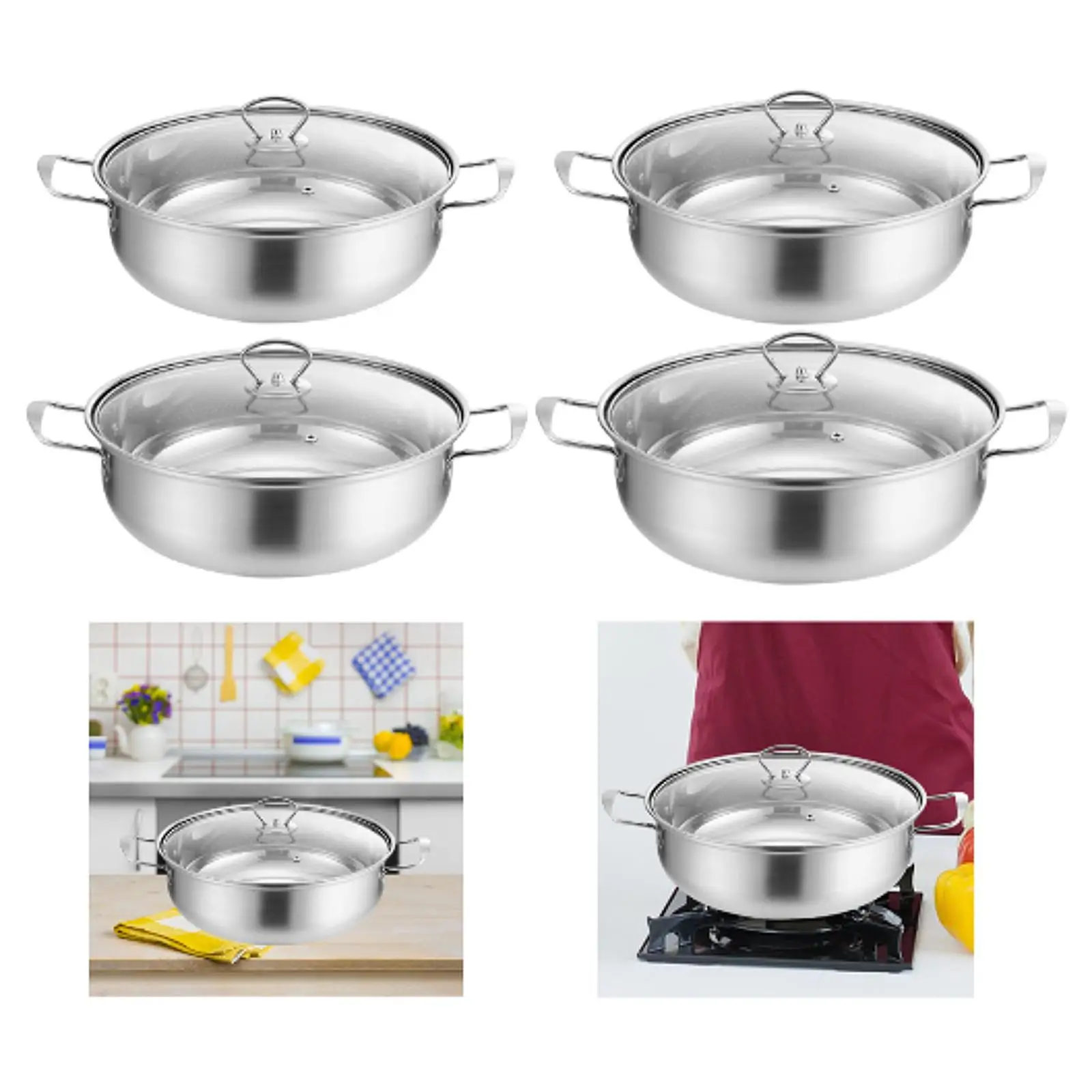 Stainless Steel Hot Pot Cookware with Lid Soup Pot for Home Restaurant Party