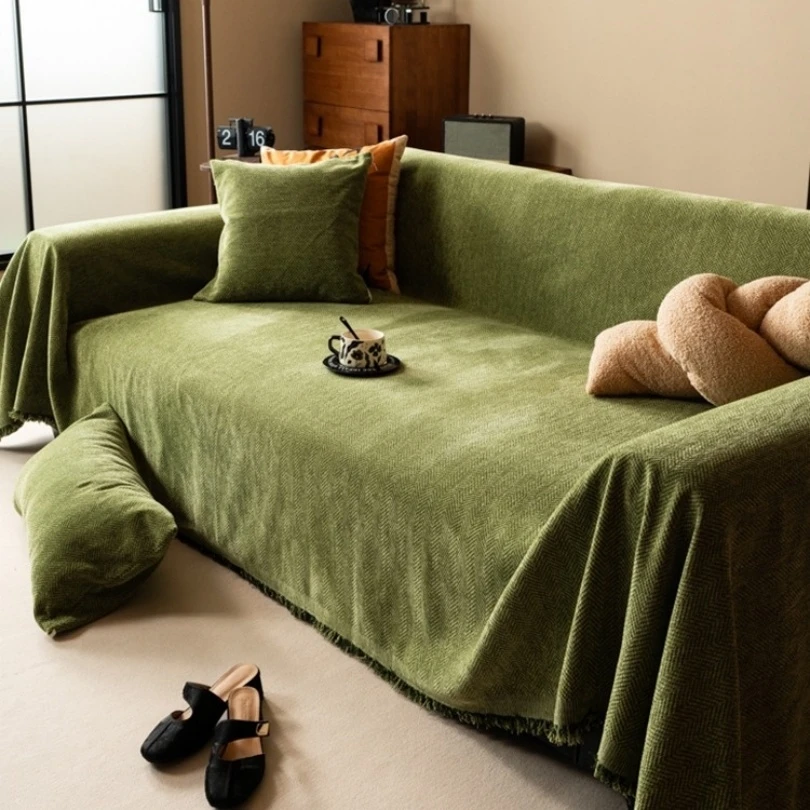 Minimalist Herribone Style Chenille Sofa Towel image 5