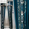 New Luxury Green Embroidered Velvet Curtains for Living Room Bedroom and Villa Blackout High-end Customized European Curtains 1