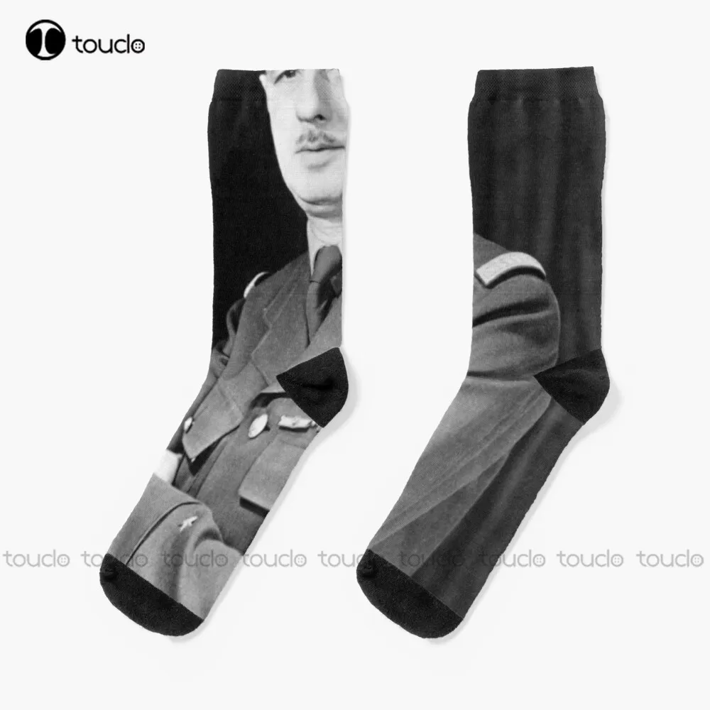 

Charles De Gaulle Portrait Socks Mens Cotton Socks Unisex Adult Teen Youth Socks Design Happy Cute Socks Creative Funny Socks