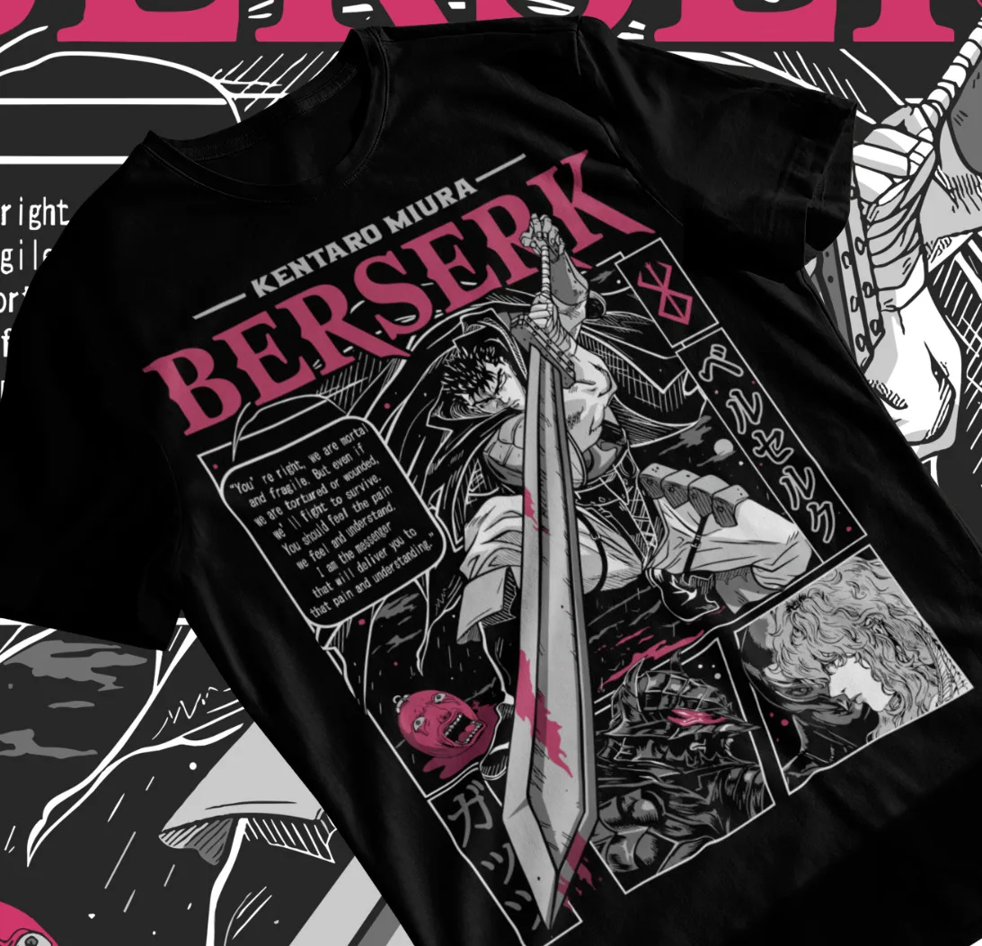 

Berserk Manga Strip Guts T-Shirt Berserker Armour Anime Soft Tee All Sizes