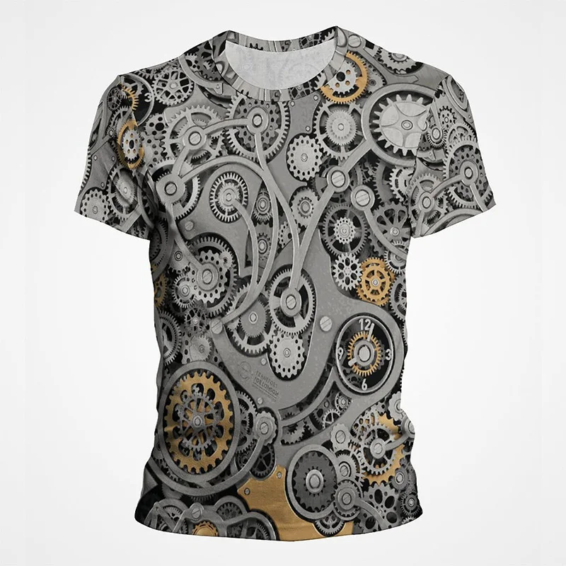 

Creative Mechanical Gear Graphic T Shirt Vintage Fashion 3D Printed Tee Shirts Men Summer Casual Streetwear Women Cool Clothing