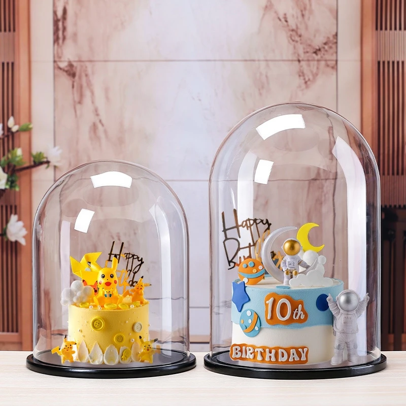Diameter=30 Height=35cm 40cm 43cm 50cm 60cm Big Glass Dome Decoration Black Base Transparent Cover Wedding DIY Friend Favor Gift 6