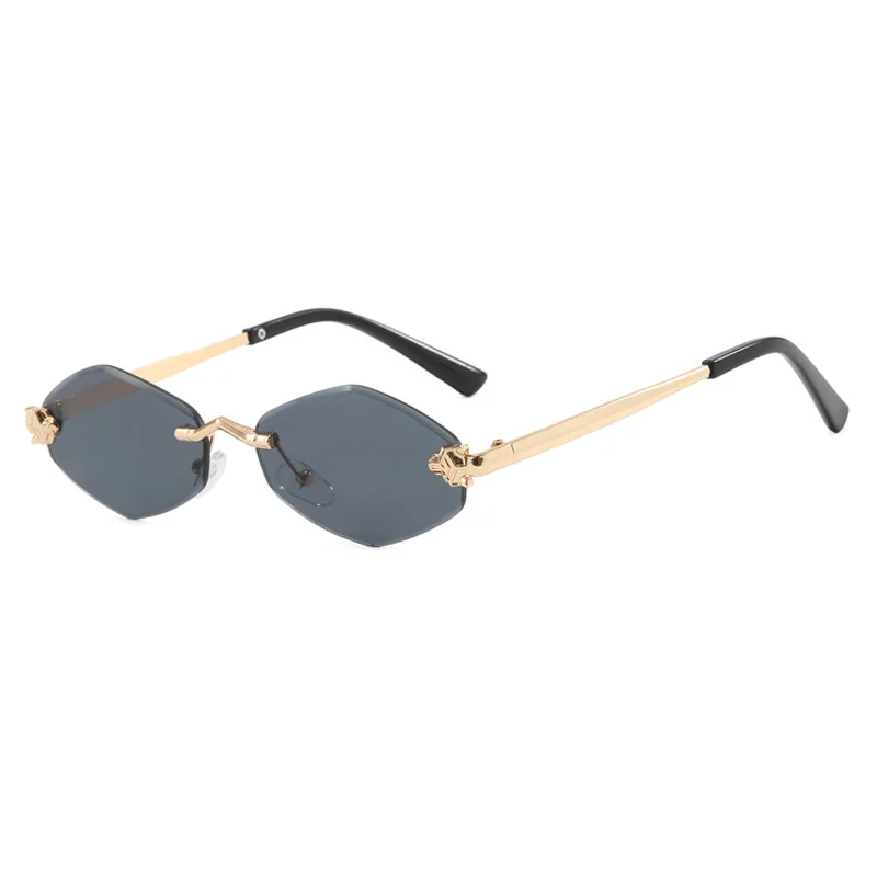 Rimless Diamond Shape Women Sunglasses 2024 New Sunscreen