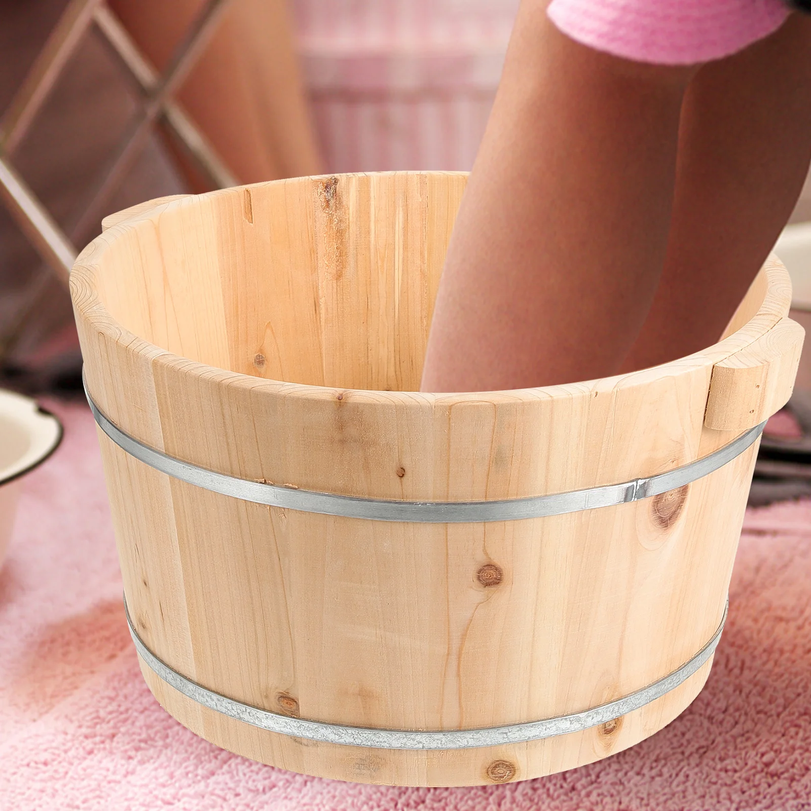 

Foot Tub Soaking Feet Bathtubs Basin Washing Bucket Laundry Wood Pedicure Massage Household