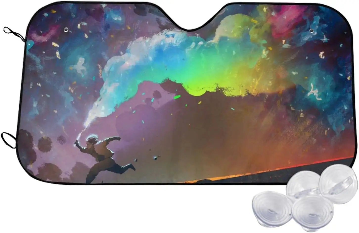 

Colored Smoke Bomb Pattern Sun Shade Front Window Sunshade for Most Sedans SUV Blocks Max Uv Rays Keep Your Vehicle Cool