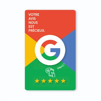 Google Review French Italian English Language NFC Card Simple with Google review Waterproof Durable 1