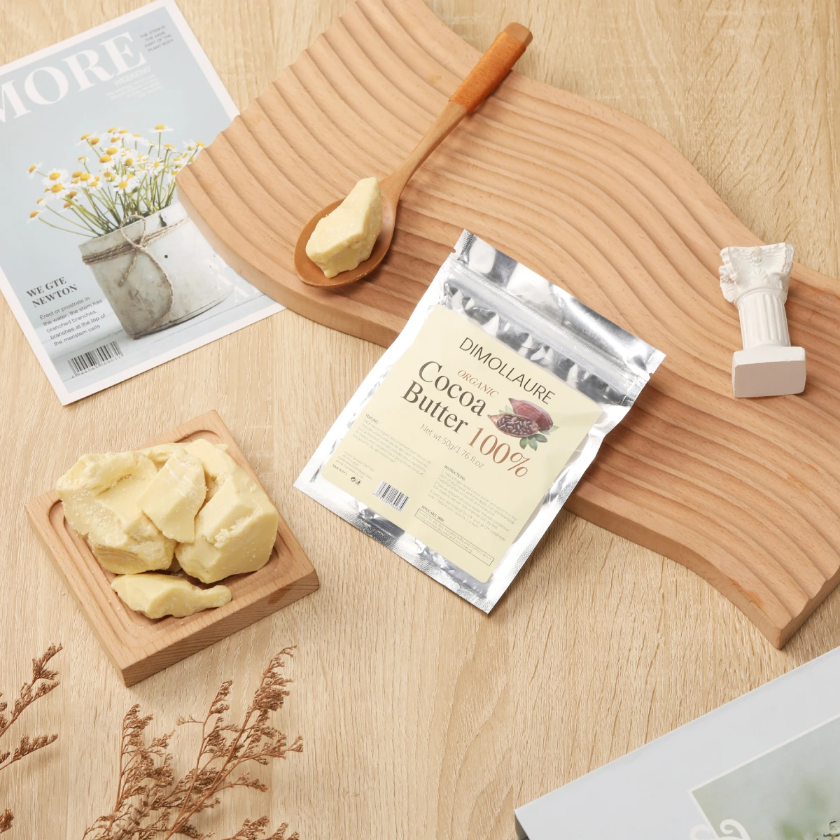 Dimollaure 50g-500g Pure Cocoa Butter Raw Unrefined Cocoa Butter Skin Care Carrier Oil Natural Organic Oil Cosmetics Raw