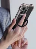 R-just Metal Carbon Fiber Case For Iphone 15 16 14 13 Pro Max Cover Lightweight Aluminum Alloy Funda Coque Built-in Holder Ring 4