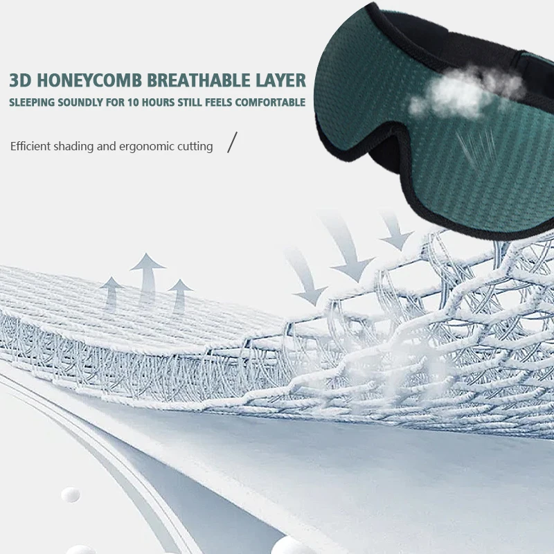 Sleep Mask 3D Eye Mask Green Breathable Shading Sleeping Adjustable Strap Sleep Padded Travel Rest