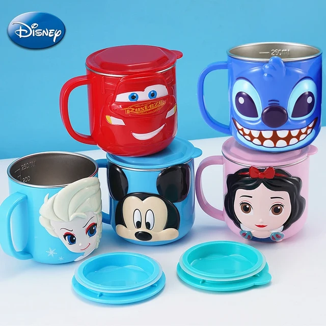 Disney-tazas de dibujos animados de Stitch para niños, taza de leche de  Mickey Mouse, taza de acero inoxidable 3D de Frozen Elsa, taza para beber,  taza de Minnie - AliExpress