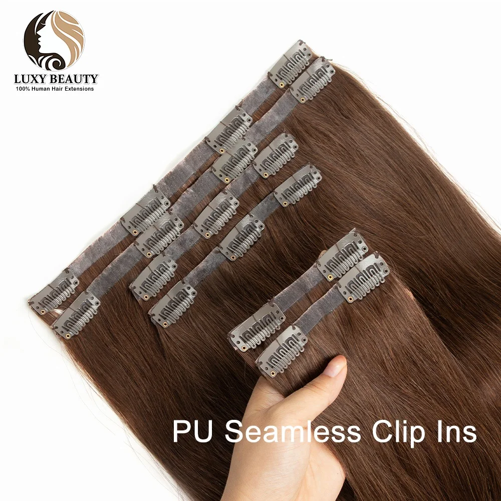 straight-pu-seamless-clip-ins-hair-extensions-human-hair-black-brown-blonde-invisible-clip-in-human-hair-skin-weft-6pieces-set