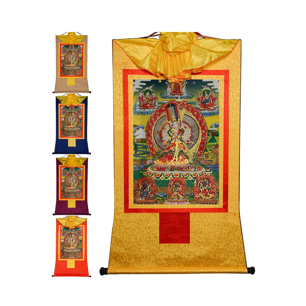 

Gandhanra Bronzing Printed Thangka Art - Usnisa Sitatapatra(White Parasol) Thangka,Hand Framed Tibetan Buddhist Thangka
