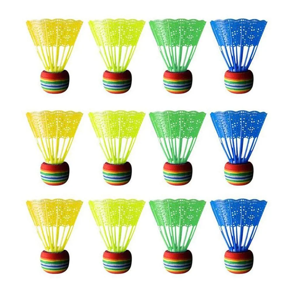 Durable Shuttlecock Colorful Badminton Ball Light Weight Plastic Toy Racket Sports Game Racquet 12 Pcs badminton shuttlecock badminton ball