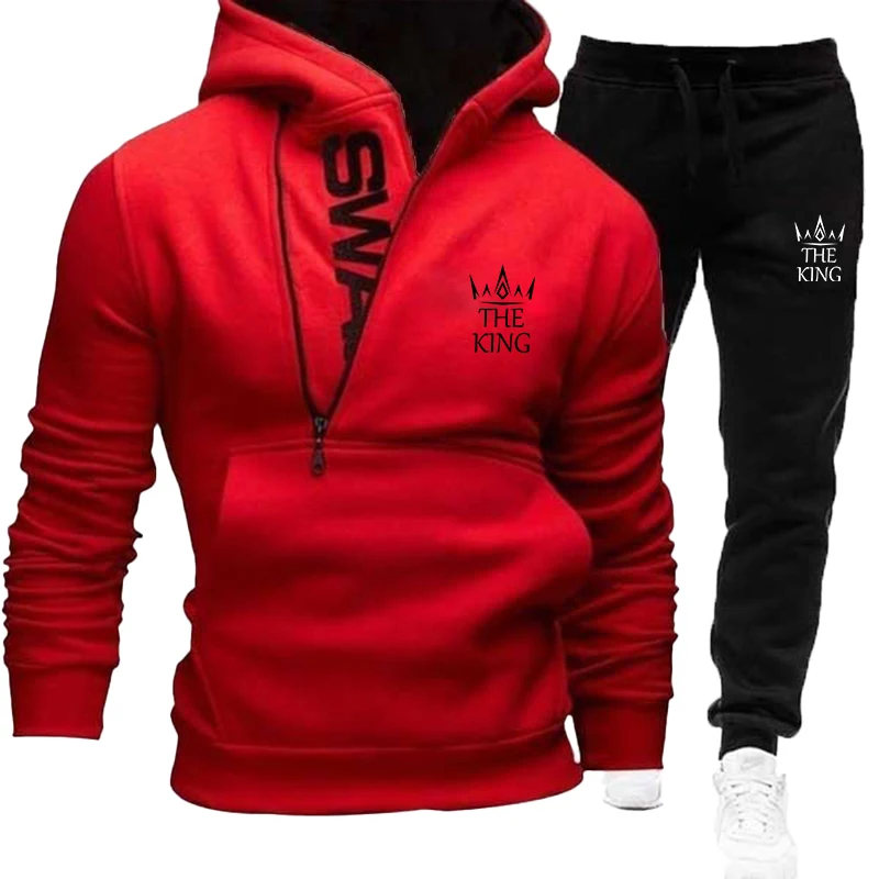 Men's sportswear jogging suit printed hoodie+sports pants sportswear two-piece men's sportswear set/set