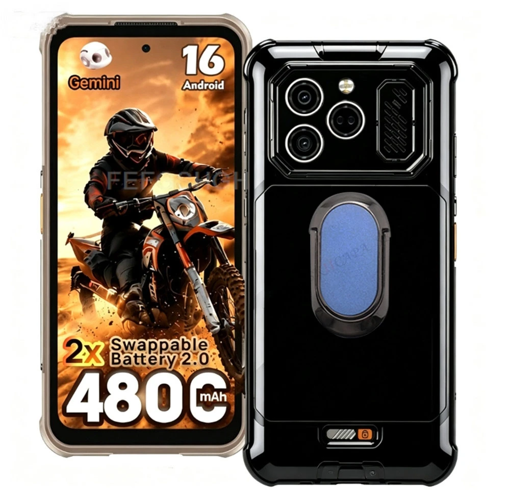 Rugged Silicone Phone Case with Back Ring Holder and Stand