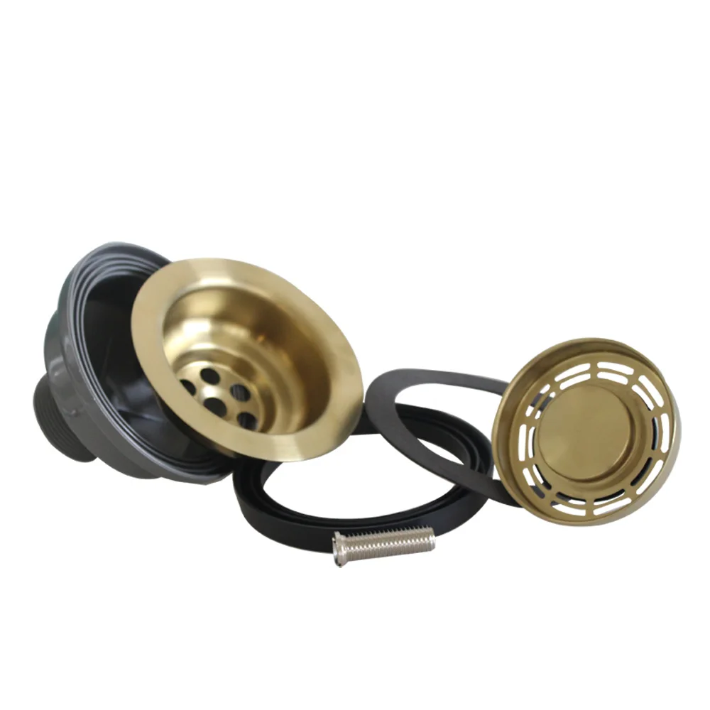 Sink Overflow Cover Floor Drain Filter Shower Drain Cover Talea Drain 114MM Steel Ball Bowl Gold Plated Drainage Kit