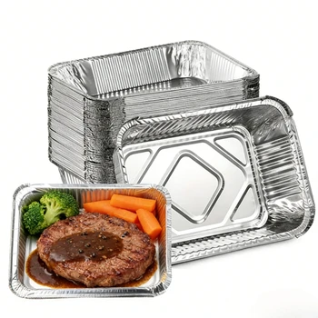 20/30/50PCS Disposable Aluminum Foil Tin Foil Tray Square Tin Paper Box Suitable Ovens Air Fryers Oil Recycling Barbecue Trays