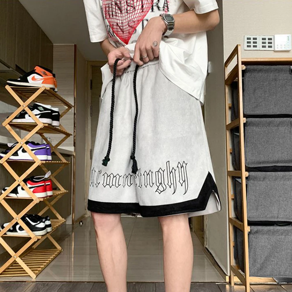 Suede Shorts Men's Summer Chicano American Style High Street Tide Brand Basketball Sports Pants Tatoo Casual Five-point Pants