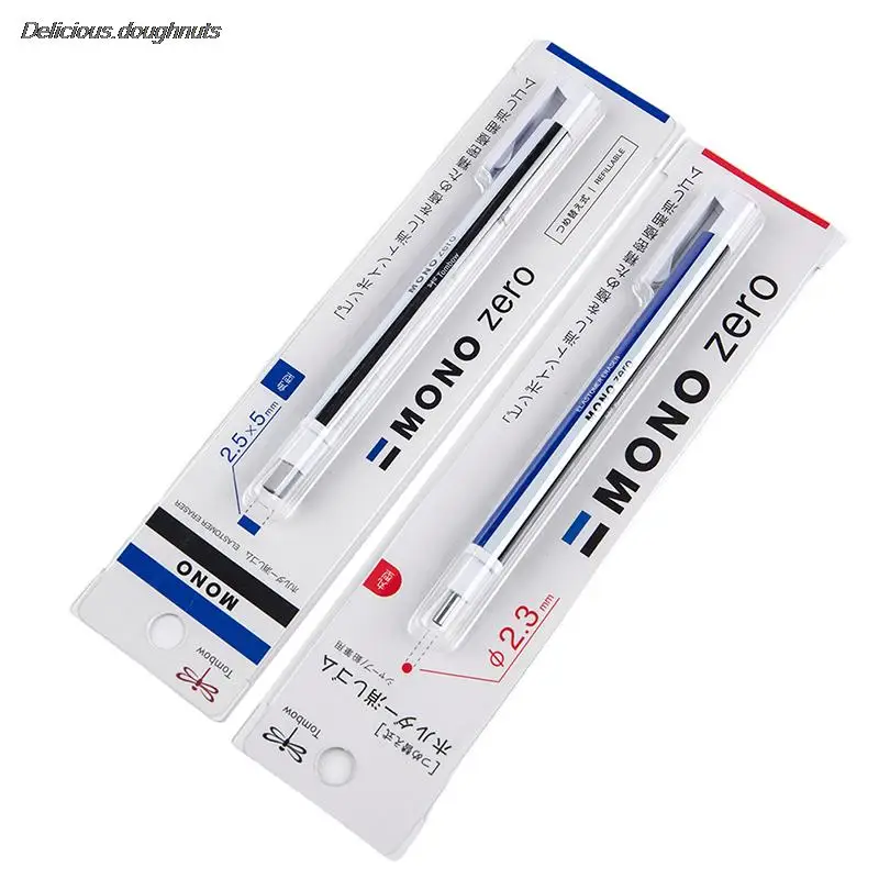 Tombow MONO Zero 기계식 지우개, 리필 가능 펜 모양 스케치 페인팅, 글로스 고무 프레스 타입, 학교 문구