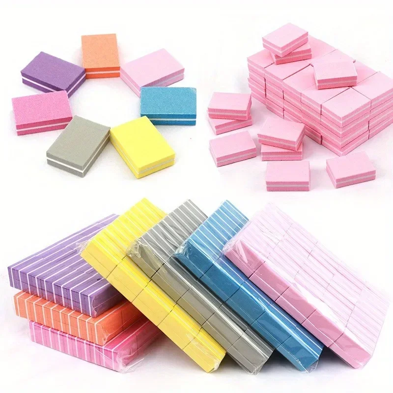 50Pcs 네일 연마 스폰지 미니 작은 사각형 양면 연마 및 수리 네일 파일 두부..