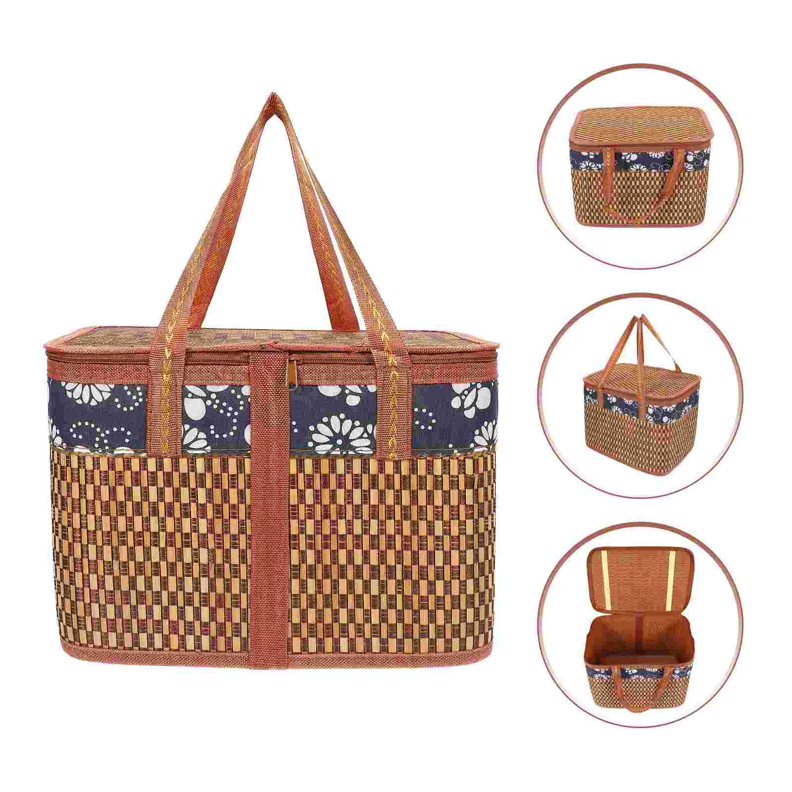 

Portable Bamboo Basket Egg Storage Baskets Picnic Gift Packaging Handheld Food Carrying Kitchen Vegetables Holder