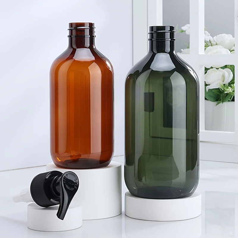 1pc 300ML 500ML 욕실 비누 디스펜서 앰버 샴푸 로션 컨테이너 프레스 펌프 목욕 비누 젤 화장품 용 리필 용 병