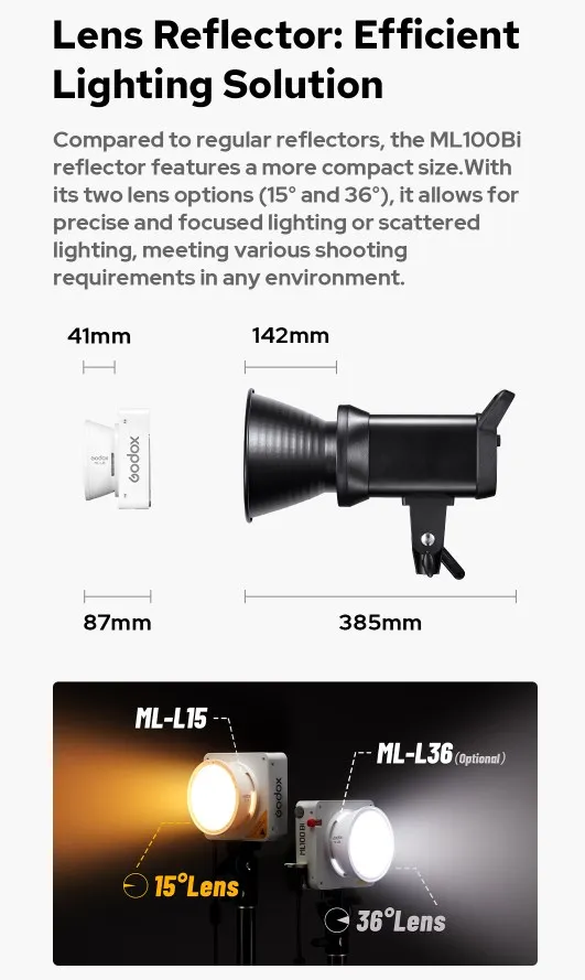 Godox 휴대용 LED 조명, 비디오 녹화 및 라이브 스트리밍용 사진 램프, 온보드 및 앱 제어, 2 색 ML100Bi, 120W