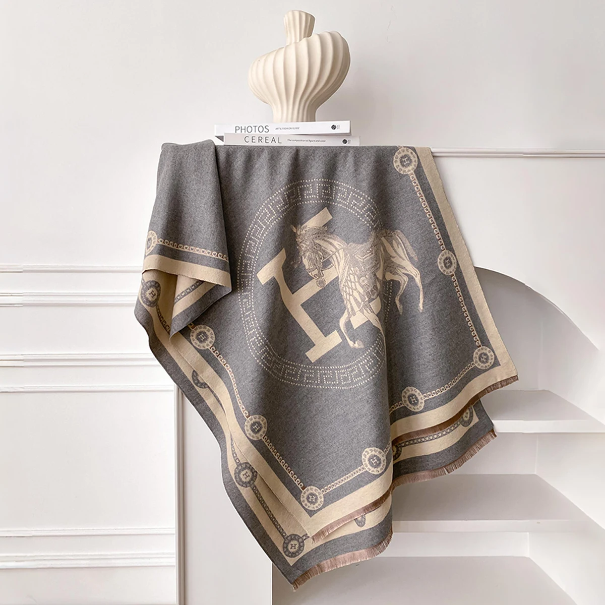 وشاح كشمير شتوي فاخر جديد للنساء، بتصميم دافئ من ا...