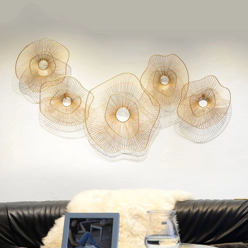 

Modern metal wall decoration Hotel living room sofa aisle background wall decoration pendant creative home soft decoration