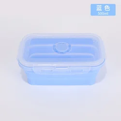 Collapsible Silicone Food Storage Container Set with Lids & Vents for Kitchen Stacking and Meal Prep (YH643blue)