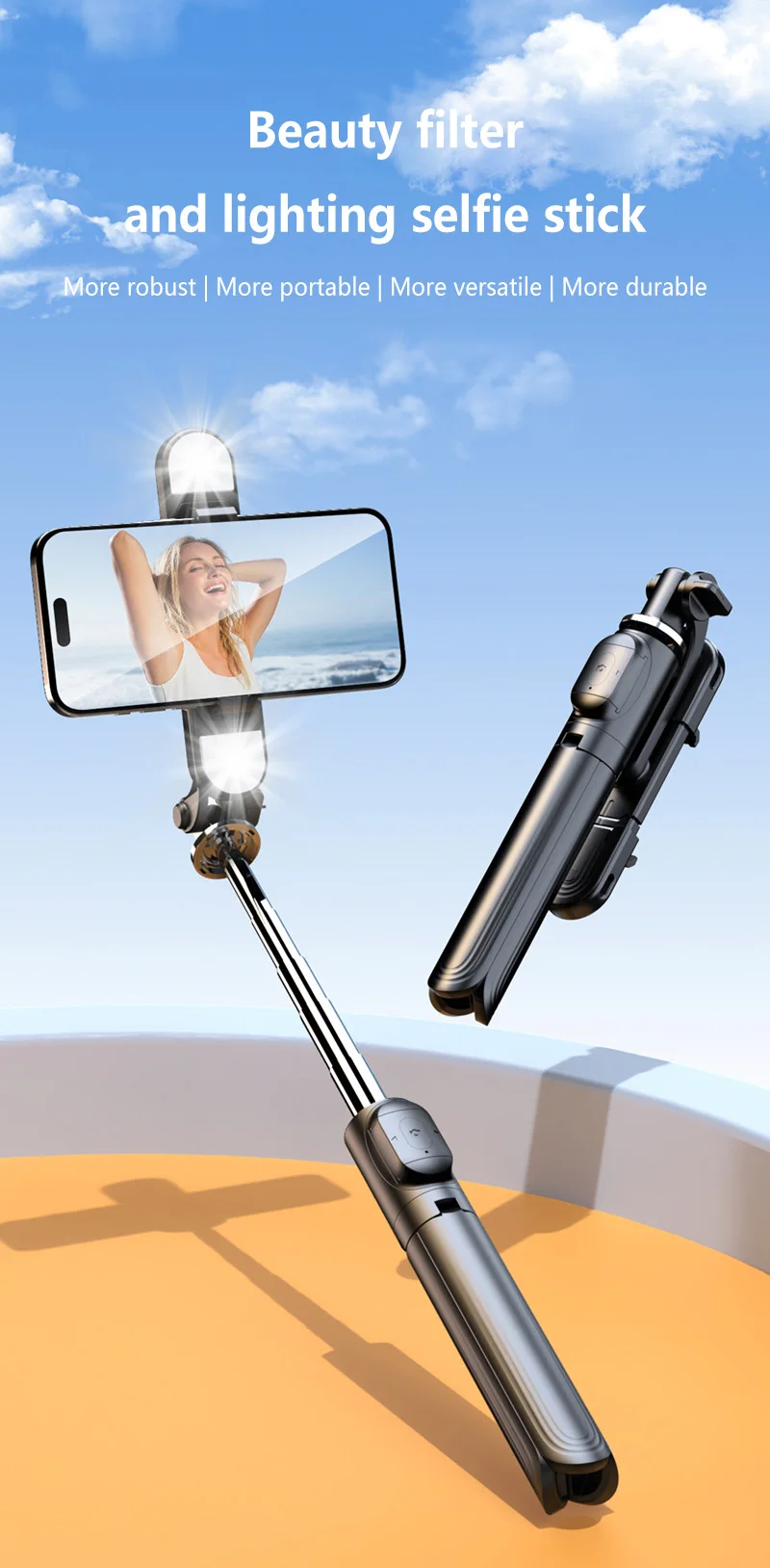 Bluetooth Selfie Stick Stativ Mit Handyhalterung Für Reisen_voghion.com