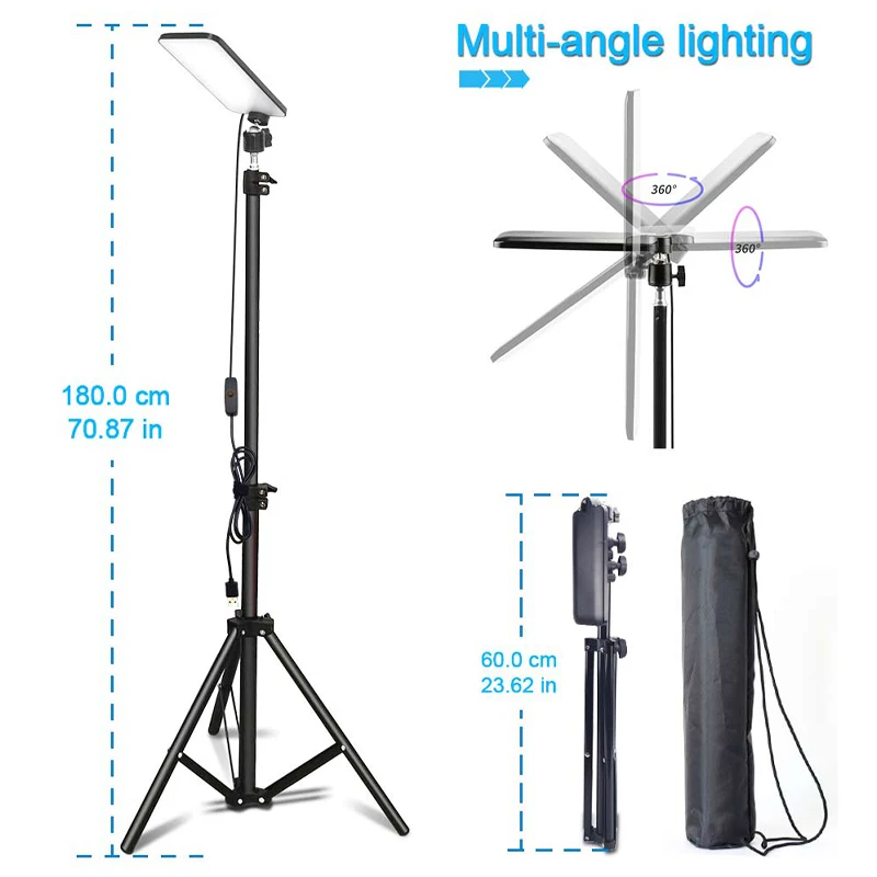 Camping Light Portable Camping Light LED Selfie Lamp Photography with Tripod Stand For Outdoor Picnic Barbecue Working Live Stream