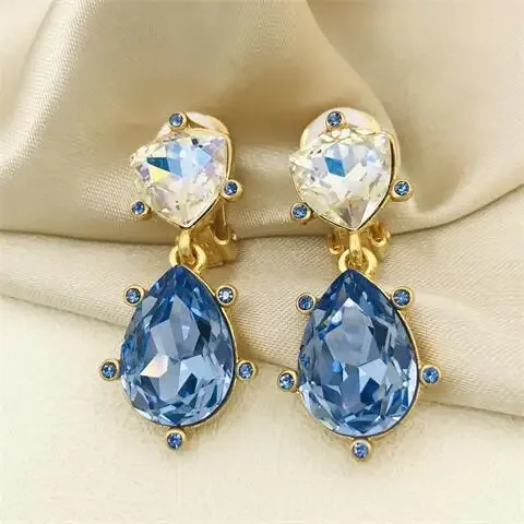 

Timeless Wonder Fancy Crystal Geo Faceted Clip on Earrings for Women Designer Jewelry Punk Runway Gothic Luxury Brand Rare 5129