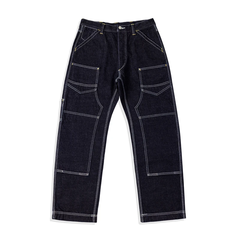 Red Tornado 14oz Indigo Denim Derrickman Work Pants Vintage Men Double Knee Jean 5