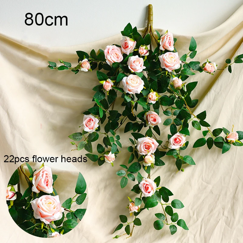Yannew Boho Künstliche Hängende Rosen Liana Vine Blumengirlanden Wanddekoration Grün für Garten Hochzeit Zuhause Raumdekoration – Detail 21