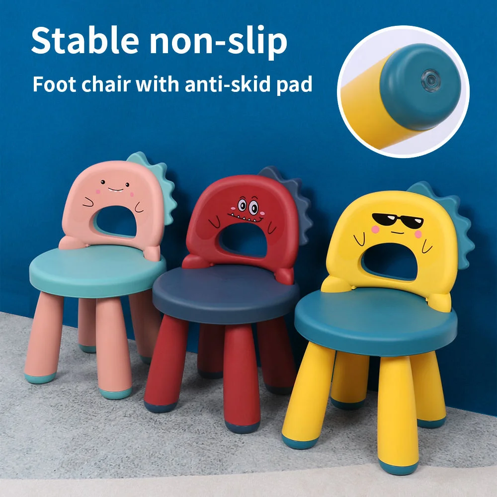 

New Nordic Dinosaur Back Chair Kids Toy Furniture Kindergarden Plastic Children's Stool Home Antiskid Cartoon Shape Dinner Chair