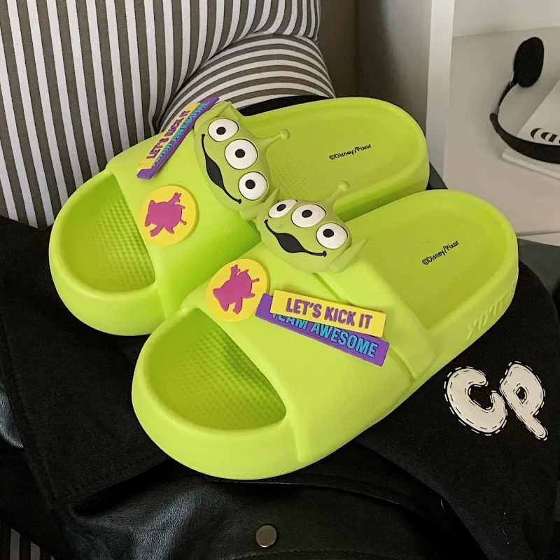 MINISO Disney Alien Slippers Kawaii Printing Summer Outdoor Sandals Cartoon Wear-Resistant Anti-Slip Women Fashion Home Slippers 5