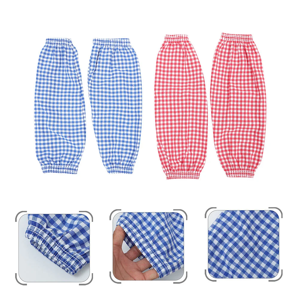 

2 Pairs Cleaning Oversleeves Plaid Oilproof Oversleeves Housework Arm Sleeves