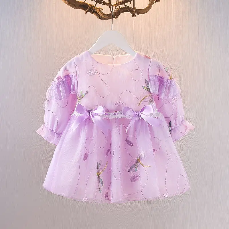 

Baby Girls Dresses Mesh Children Clothes Party Dress for Girls Kids Wedding Dress Princess Ball Gown Purle 0-4Y